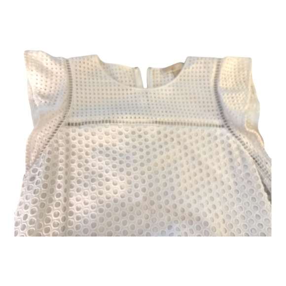 MICHAEL KORS white full eyelet dress size medium, full lining. Flutter sleeves - Picture 4 of 8